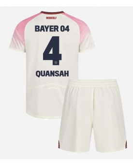Billige Fotballdrakt Bayer Leverkusen Jarell Quansah #4 Replika Bortedraktsett Barn 2025-26 Kortermet (med bukser)